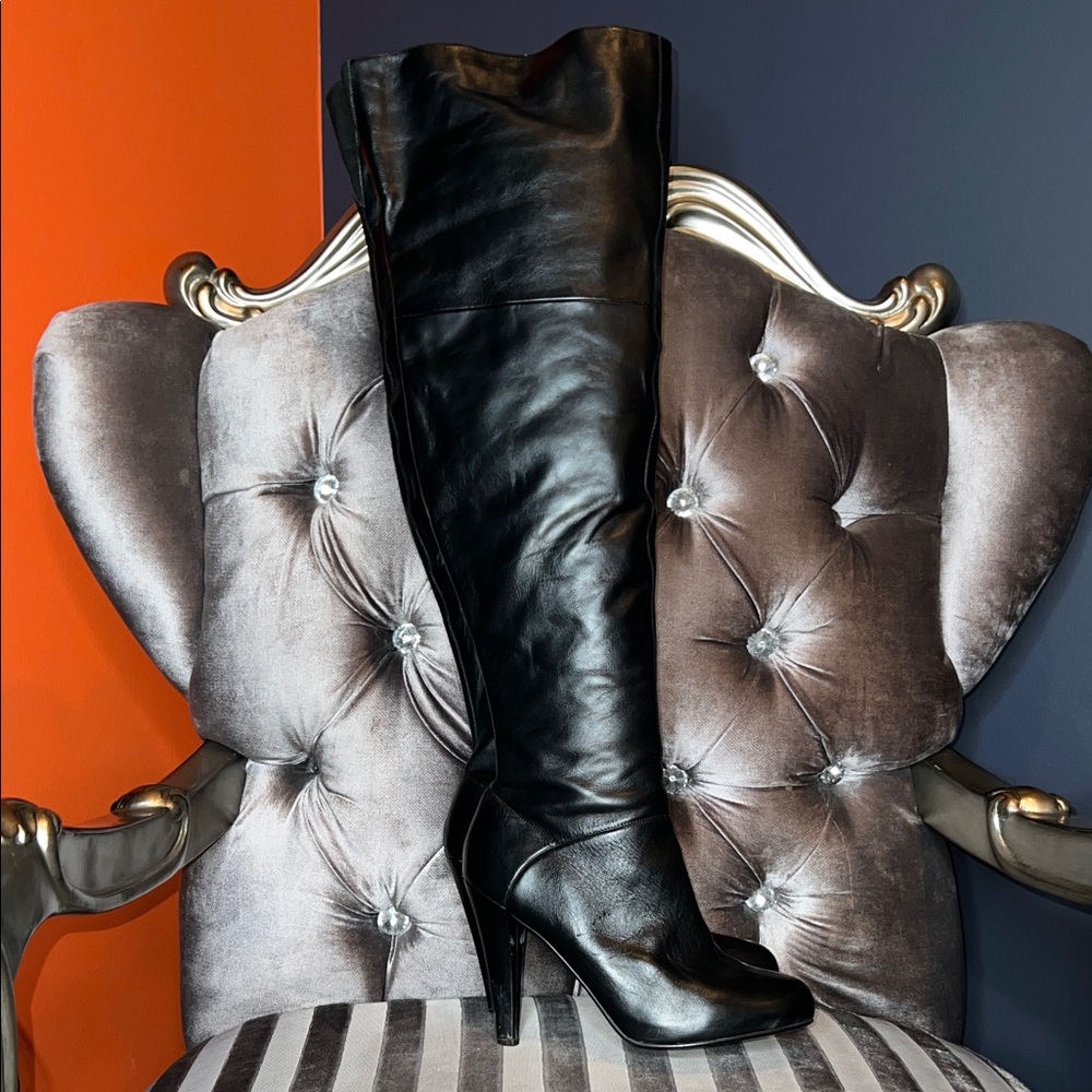 🖤 COLIN STUART Elite Luxury Black Leather Over-The-Knee Rockstar Boots 🖤 - Picture 5 of 7
